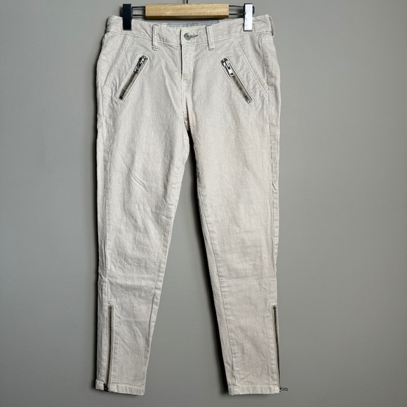 Daughters of the Liberation Women's Light Beige Moto Pants Size 26 Ankle Zipper - Picture 1 of 14
